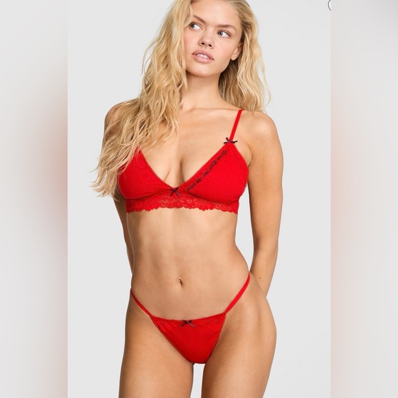 PINK Victoria's Secret Other - PINK Victoria’s Secret Red Lace Bralette and Panty Set
